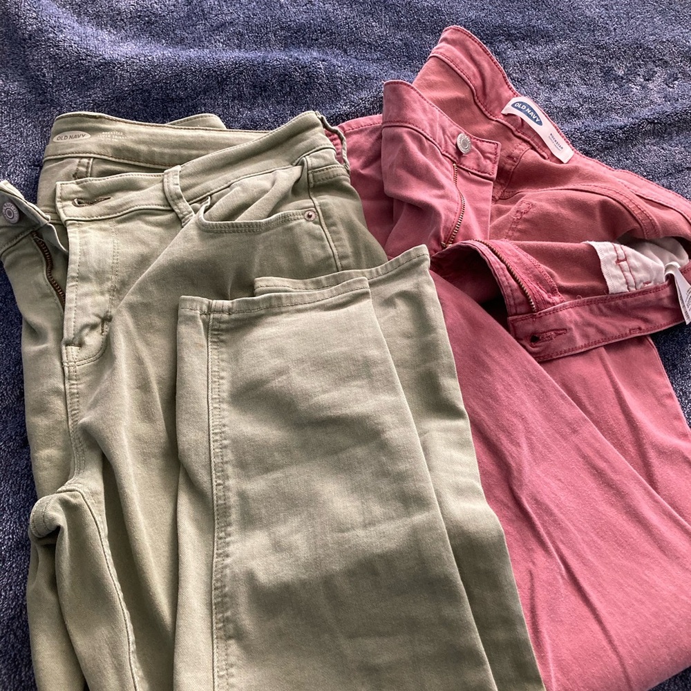 Gap Women's Jeans - Olive and Pink